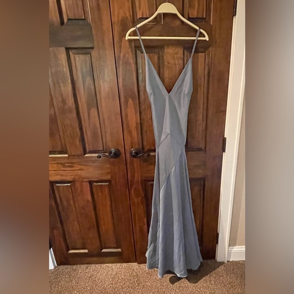 ASOS Edition Blue Backless Evening Gown Dress - Picture 3 of 6